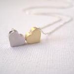 Sterling Silver Necklace With 2 Tiny Hearts - You..