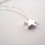 Sterling Silver Necklace With Tiny Star Bead -..