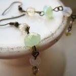 Long Dangle Earrings With Pastel Czech Glass -..