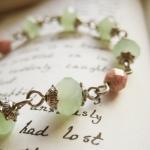 Bracelet Of Pastel Green And Pink Czech Glass -..