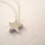Sterling silver necklace with tiny star bead - Make a Wish