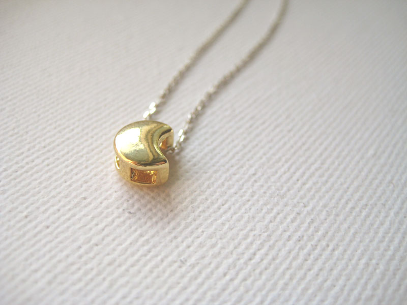 Sterling Silver Necklace With Golden Crescent - Love Song To The Moon