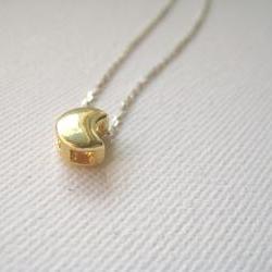 Sterling Silver Necklace With Golden Crescent -..