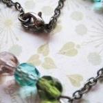 Bracelet With Czech Glass Beads And Gunmetal Chain..